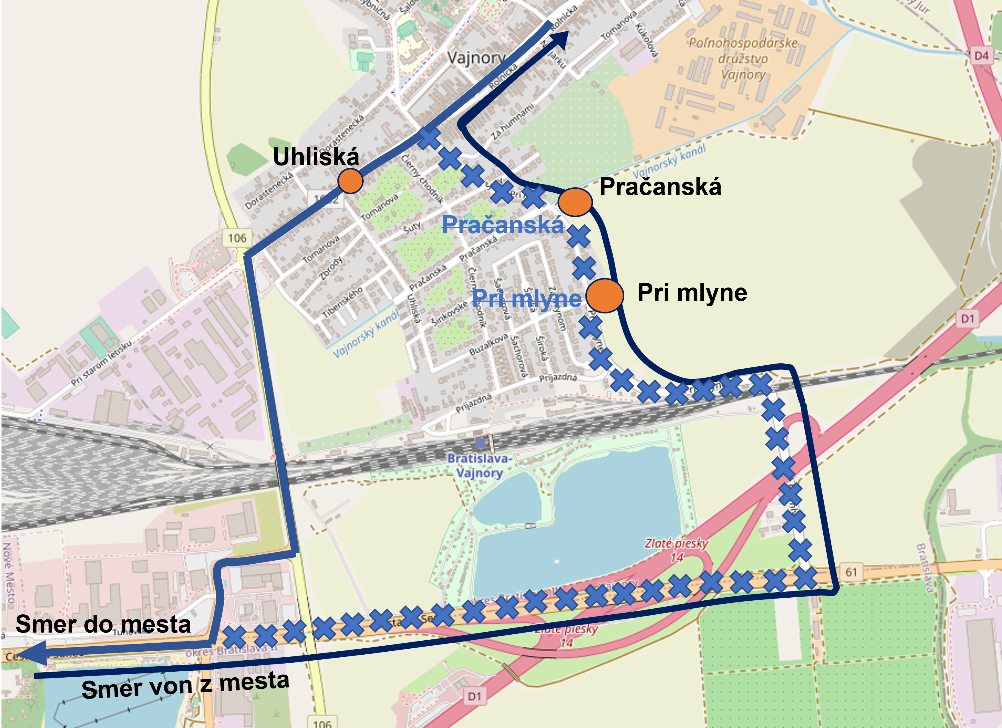 Schéma výluka Vajnory